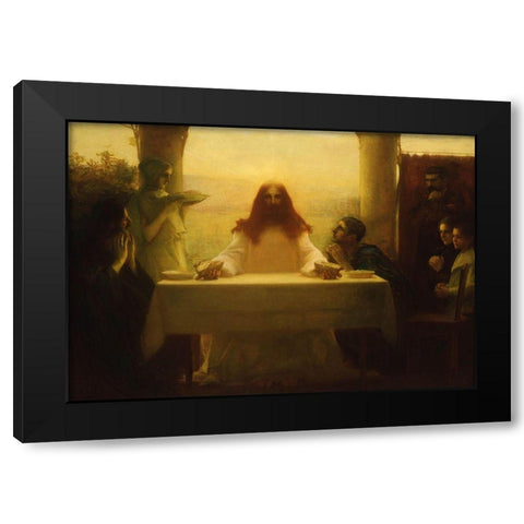 Christ and the Pilgrims at Emmaus Black Modern Wood Framed Art Print with Double Matting by Dagnan-Bouveret, Pascal