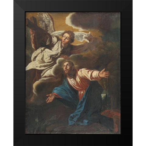 Christ on the Mount of Olives Black Modern Wood Framed Art Print by Schroder, Johann Christian