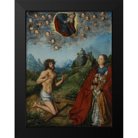 Christ and the Virgin Interceding for Humanity Black Modern Wood Framed Art Print by Cranach, Lucas the Elder