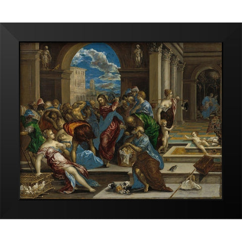 Christ cleansing the Temple Black Modern Wood Framed Art Print by El Greco