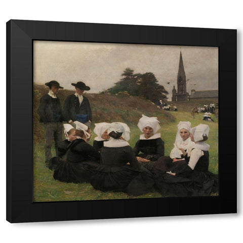 Breton Women at a Pardon Black Modern Wood Framed Art Print by Dagnan-Bouveret, Pascal