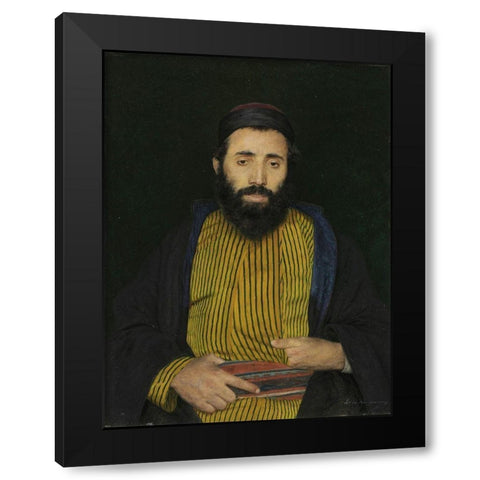 Portrait of a Sephardic Jew Black Modern Wood Framed Art Print by Kaufmann, Isidor