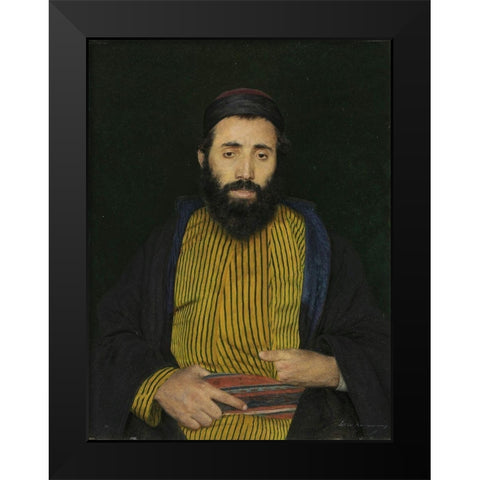 Portrait of a Sephardic Jew Black Modern Wood Framed Art Print by Kaufmann, Isidor