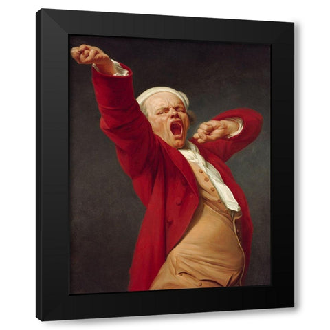 Self-Portrait, Yawning Black Modern Wood Framed Art Print with Double Matting by Ducreux, Joseph