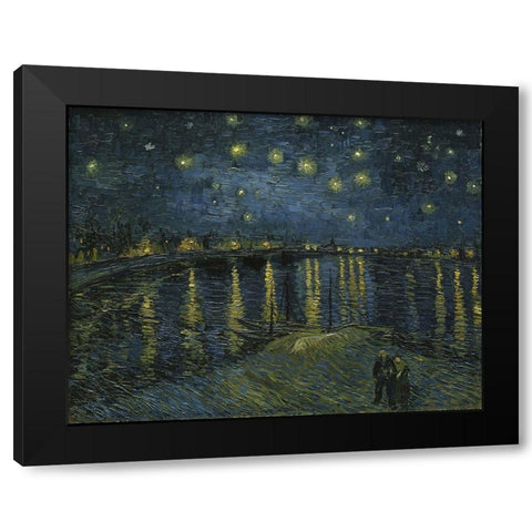 Starry Night Black Modern Wood Framed Art Print by van Gogh, Vincent