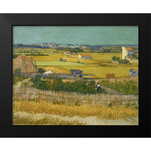 The harvest Black Modern Wood Framed Art Print by van Gogh, Vincent