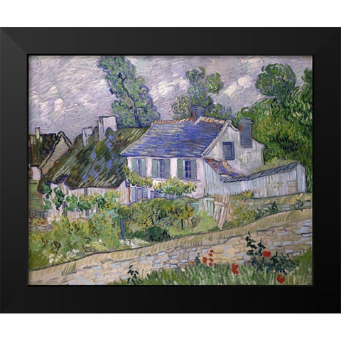 Houses at Auvers Black Modern Wood Framed Art Print by van Gogh, Vincent