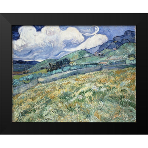 Landscape from Saint-Remy Black Modern Wood Framed Art Print by van Gogh, Vincent