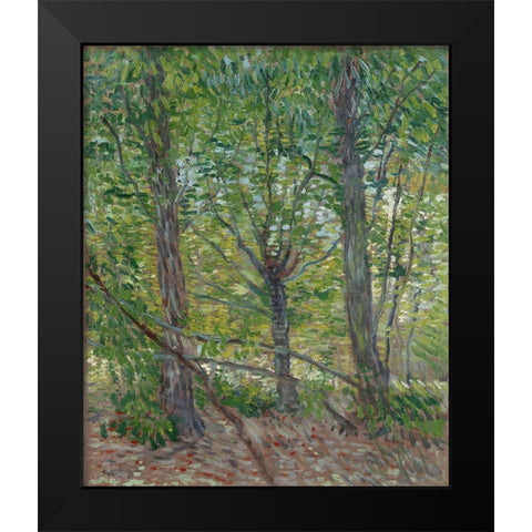 Trees Black Modern Wood Framed Art Print by van Gogh, Vincent