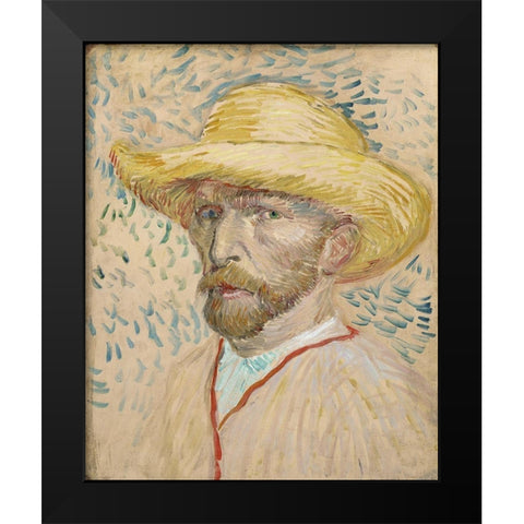 Self-portrait Black Modern Wood Framed Art Print by van Gogh, Vincent