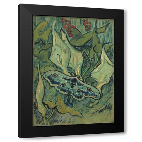 Emperor moth Black Modern Wood Framed Art Print with Double Matting by van Gogh, Vincent