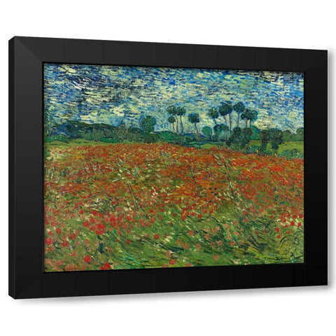 Field with Poppies Black Modern Wood Framed Art Print with Double Matting by van Gogh, Vincent