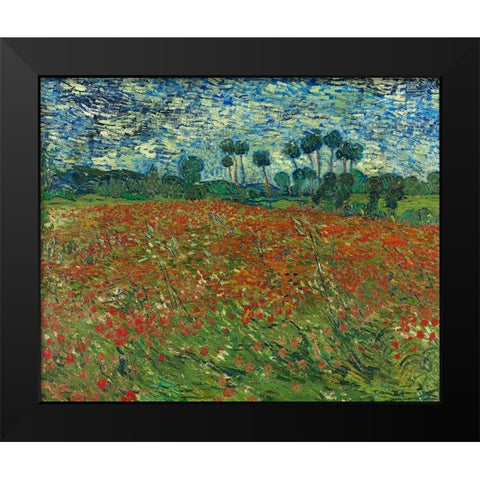 Field with Poppies Black Modern Wood Framed Art Print by van Gogh, Vincent