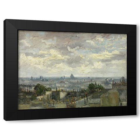 View of Paris Black Modern Wood Framed Art Print by van Gogh, Vincent