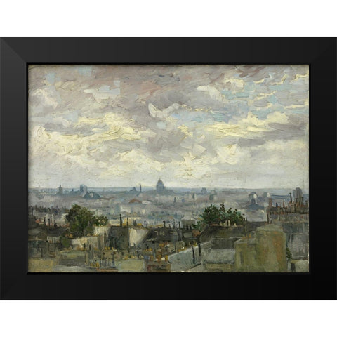 View of Paris Black Modern Wood Framed Art Print by van Gogh, Vincent