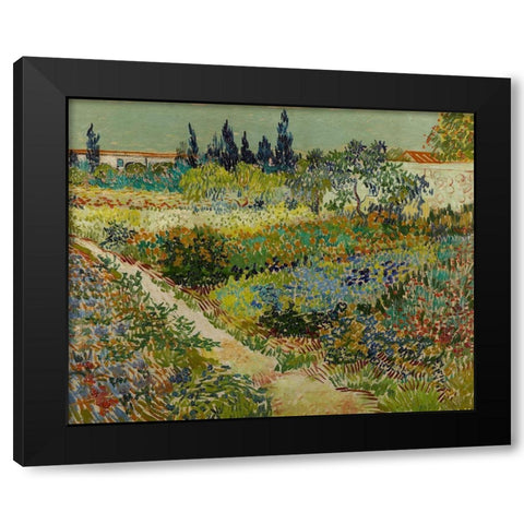 Garden at Arles Black Modern Wood Framed Art Print by van Gogh, Vincent