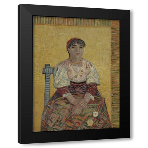 The Italian Woman Black Modern Wood Framed Art Print with Double Matting by van Gogh, Vincent