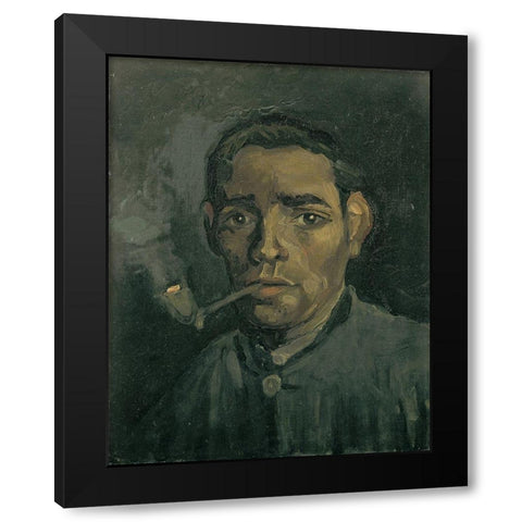 Head of a man Black Modern Wood Framed Art Print with Double Matting by van Gogh, Vincent