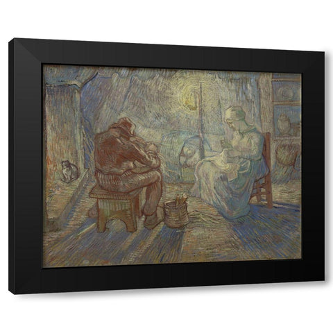 Night Black Modern Wood Framed Art Print with Double Matting by van Gogh, Vincent