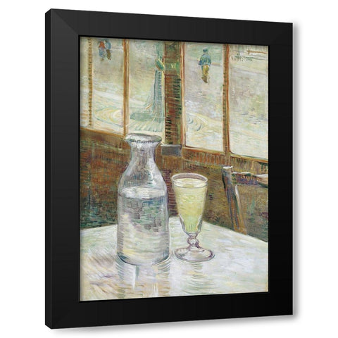 Cafe table with absinth Black Modern Wood Framed Art Print with Double Matting by van Gogh, Vincent