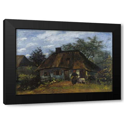 Farmhouse in Nuenen Black Modern Wood Framed Art Print by van Gogh, Vincent