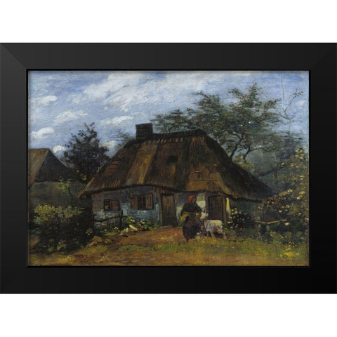 Farmhouse in Nuenen Black Modern Wood Framed Art Print by van Gogh, Vincent