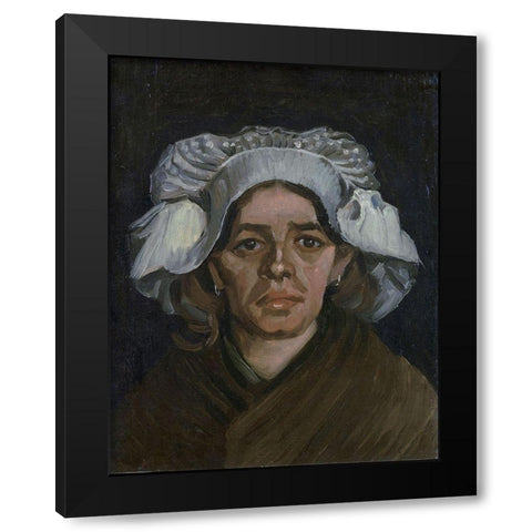 Head of a woman Black Modern Wood Framed Art Print by van Gogh, Vincent