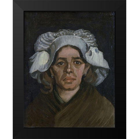 Head of a woman Black Modern Wood Framed Art Print by van Gogh, Vincent