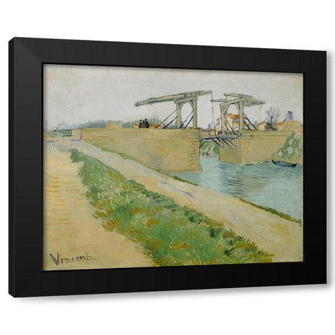 The Langlois bridge Black Modern Wood Framed Art Print by van Gogh, Vincent