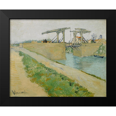 The Langlois bridge Black Modern Wood Framed Art Print by van Gogh, Vincent