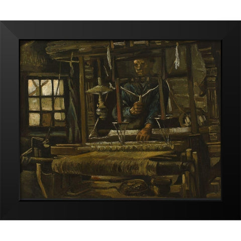 A Weavers Cottage Black Modern Wood Framed Art Print by van Gogh, Vincent