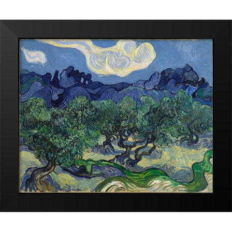 The Olive Trees Black Modern Wood Framed Art Print by van Gogh, Vincent