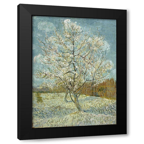 The pink peach tree Black Modern Wood Framed Art Print with Double Matting by van Gogh, Vincent