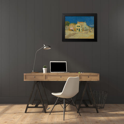 The yellow house Black Modern Wood Framed Art Print by van Gogh, Vincent