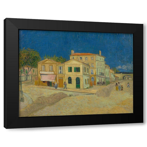 The yellow house Black Modern Wood Framed Art Print with Double Matting by van Gogh, Vincent
