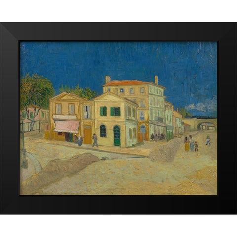 The yellow house Black Modern Wood Framed Art Print by van Gogh, Vincent