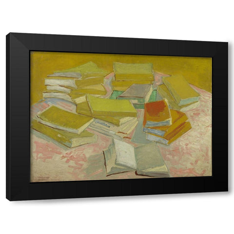 Piles of French novels Black Modern Wood Framed Art Print with Double Matting by van Gogh, Vincent