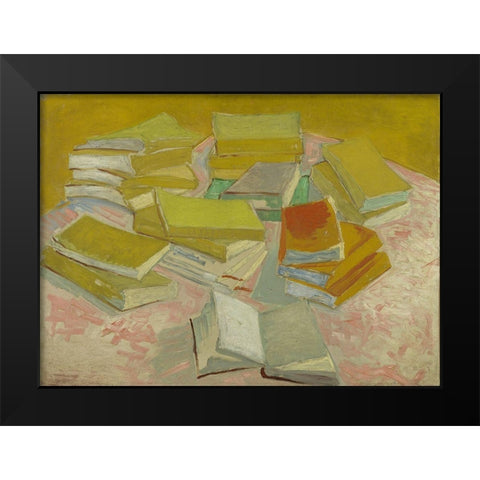 Piles of French novels Black Modern Wood Framed Art Print by van Gogh, Vincent