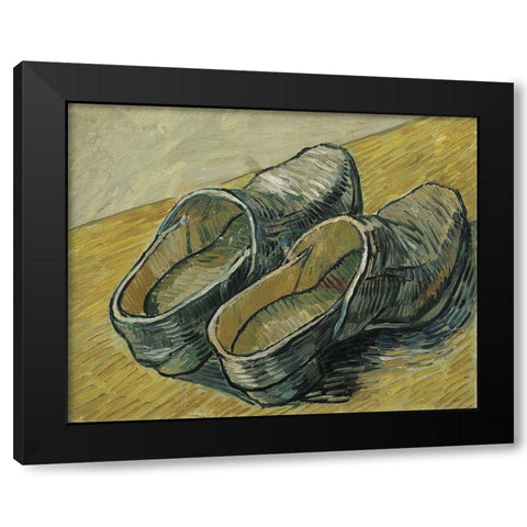 A pair of leather clogs Black Modern Wood Framed Art Print by van Gogh, Vincent