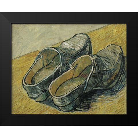 A pair of leather clogs Black Modern Wood Framed Art Print by van Gogh, Vincent