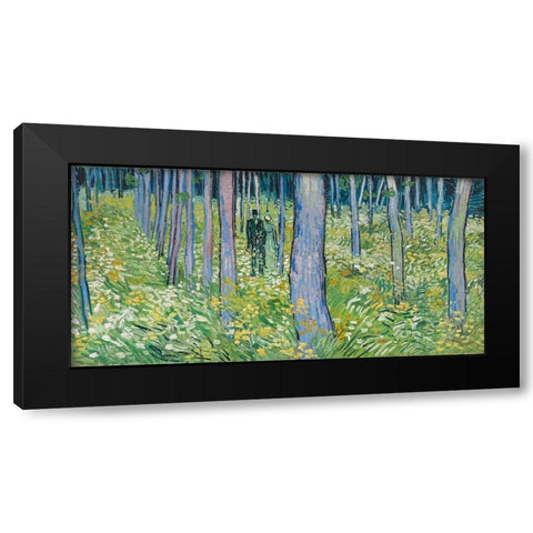 Undergrowth with two Figures Black Modern Wood Framed Art Print with Double Matting by van Gogh, Vincent