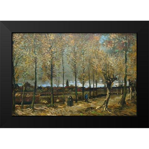Lane with Poplars near Nuenen Black Modern Wood Framed Art Print by van Gogh, Vincent
