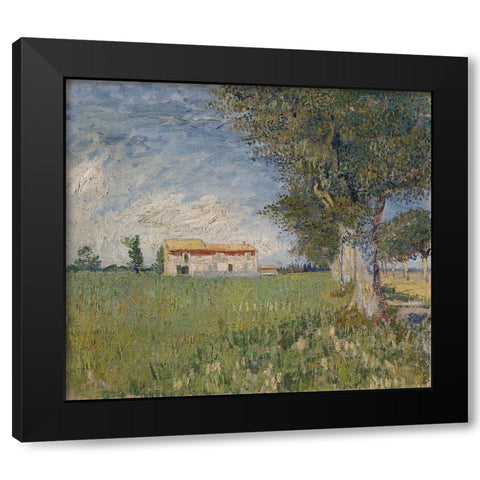 Farmhouse in a wheat field Black Modern Wood Framed Art Print with Double Matting by van Gogh, Vincent