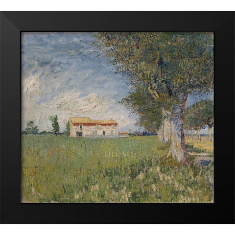 Farmhouse in a wheat field Black Modern Wood Framed Art Print by van Gogh, Vincent
