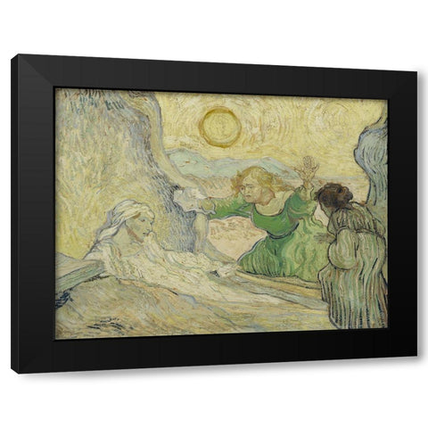 The raising of Lazarus Black Modern Wood Framed Art Print with Double Matting by van Gogh, Vincent