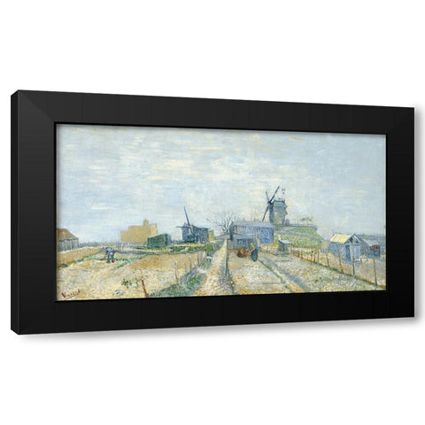 Montmartre, mills and vegetable gardens Black Modern Wood Framed Art Print with Double Matting by van Gogh, Vincent