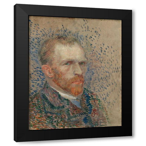Self-portrait Black Modern Wood Framed Art Print by van Gogh, Vincent