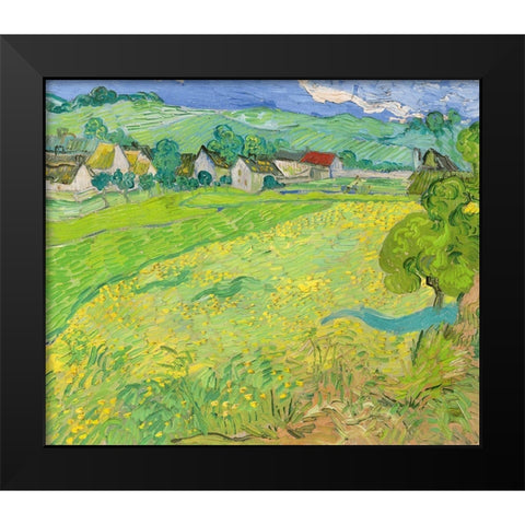 View of Vessenots Near Auvers Black Modern Wood Framed Art Print by van Gogh, Vincent