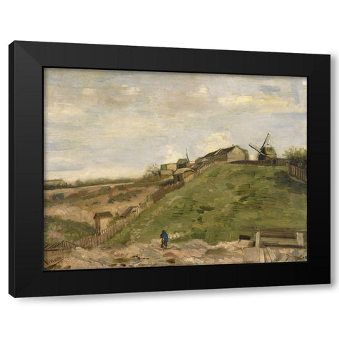 The hill of Montmartre with stone quarry Black Modern Wood Framed Art Print with Double Matting by van Gogh, Vincent
