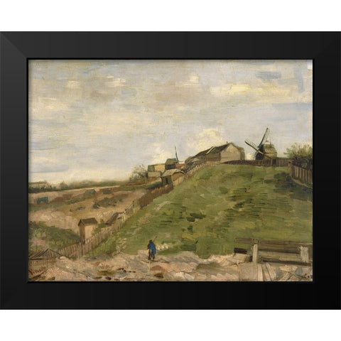 The hill of Montmartre with stone quarry Black Modern Wood Framed Art Print by van Gogh, Vincent